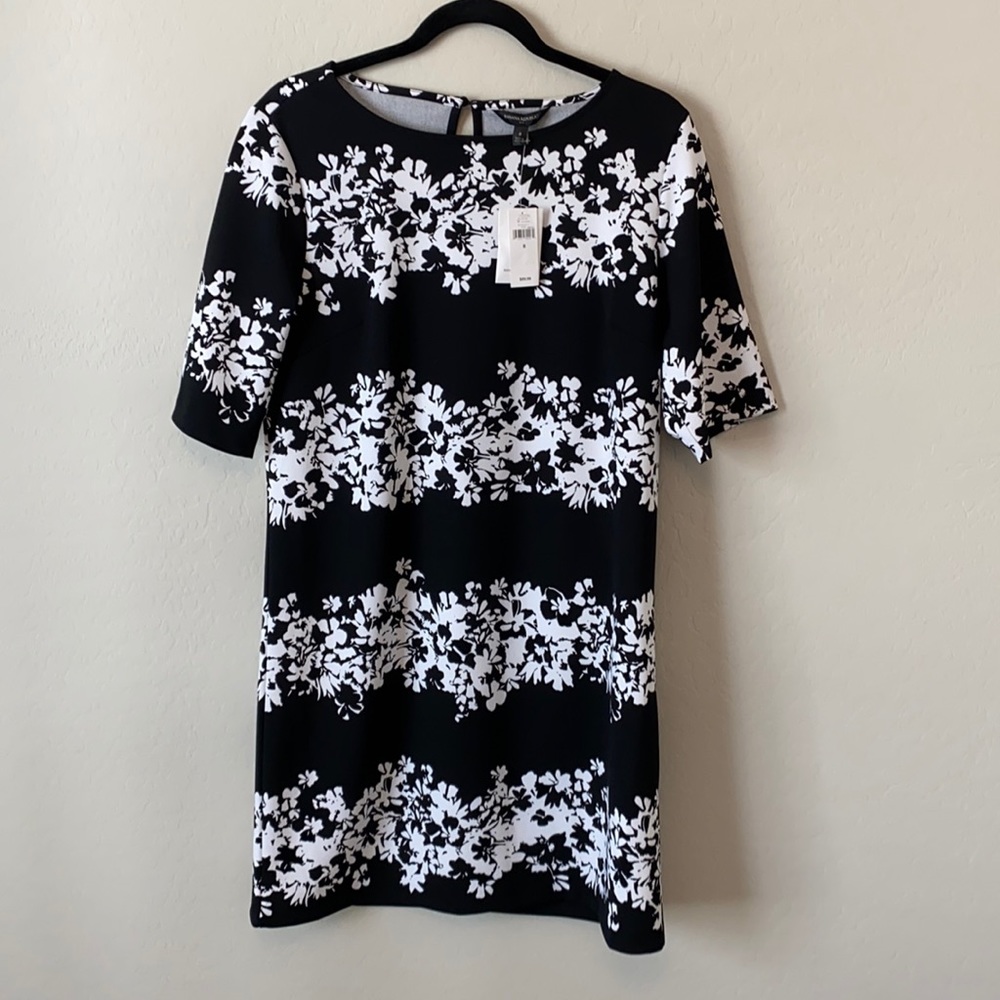 Banana Republic Black and White Floral Shift Dress